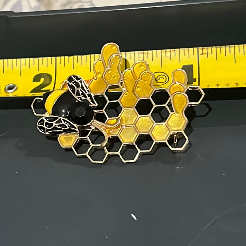 Bumble bee on honeycomb  brooch